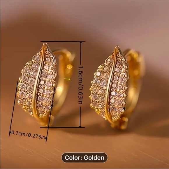 Golden Leaf Earrings - Picture 2 of 6